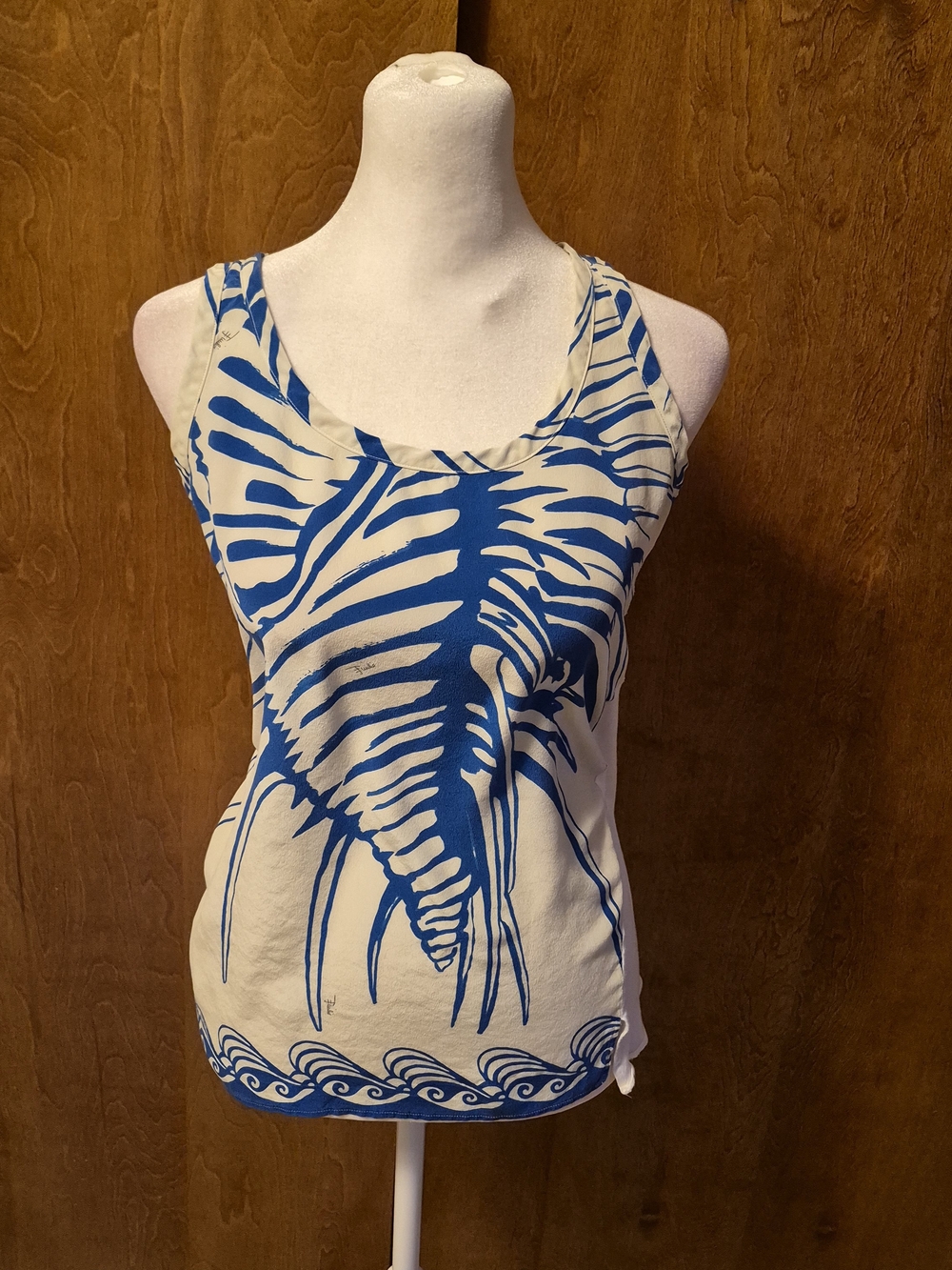 RARE Emilio Pucci Blue and Cream Graphic Tank Top - Picture 5 of 14